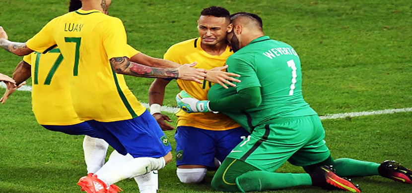 دموع نيمار بعد فوز البرازيل بالميدالية الذهبية