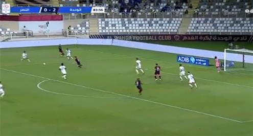 احمد رفعت يصنع هدف الوحدة الثالث أمام النصر
