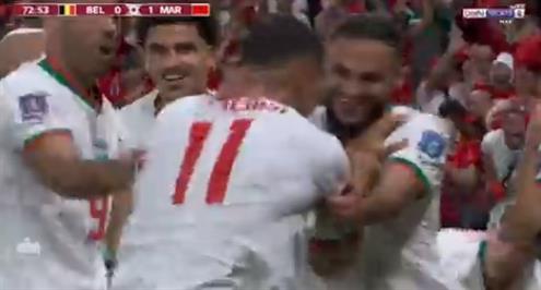 هدف المغرب الأول أمام بلجيكا (عبد الحميد صابيري)