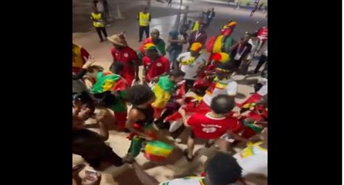 مشجع مصري يرقص مع جماهير السنغال بعد تأهل منتخبهم الى دور ال16