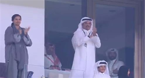 فرحة أمير قطر بفوز المغرب على البرتغال في ربع نهائي كأس العالم
