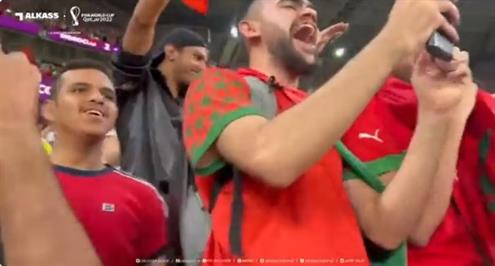 فرحة جمهور المغرب بعد التأهل إلى ربع نهائي كأس العالم 