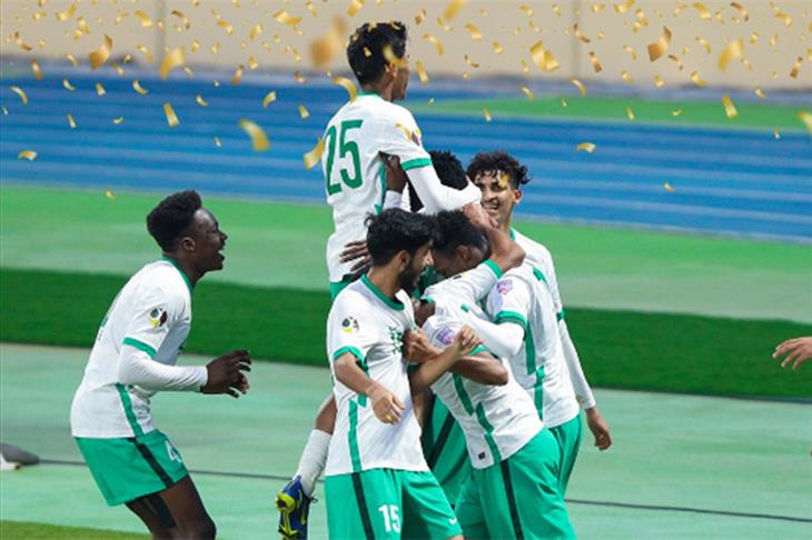 احتفال منتخب السعودية بعد التتويج ببطولة كأس العرب للشباب 2022