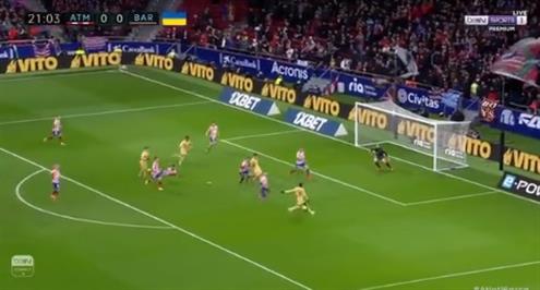 هدف برشلونة الأول أمام أتلتيكو مدريد (ديمبيلي)