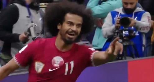 هدف قطر الثالث أمام لبنان
