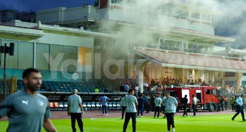 حريق في ستاد الإسكندرية أثناء مباراة بيراميدز وسموحة