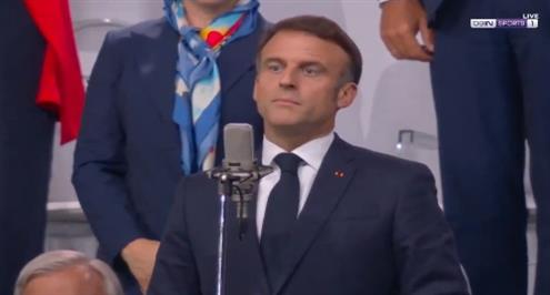 الرئيس الفرنسي إيمانويل ماكرون يعلن افتتاح دورة الألعاب الأولمبية باريس 2024