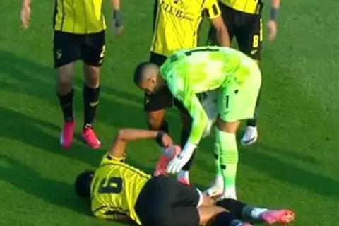 إصابة قوية لكمال أبو الفتوح لاعب وادي دجلة أمام مودرن سبورت