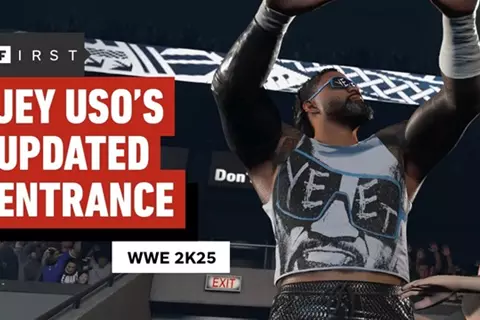 عرض لحظة دخول المصارع جيو أوسو الفائز بالرويال رامبل بلعبة WWE 2k25