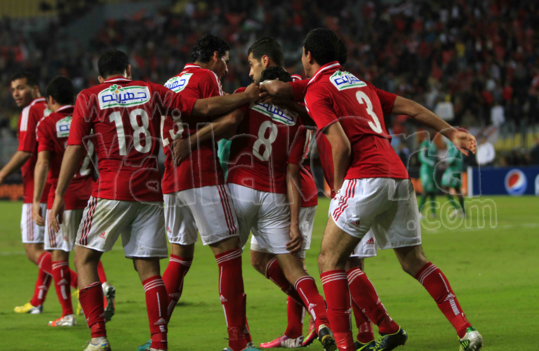 صور فرحة لاعبي الأهلي بأهداف المباراة