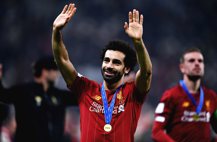 احتفال محمد صلاح بعد التتويج بكأس العالم للأندية