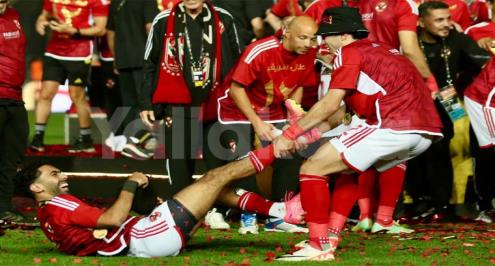 صور احتفالات وأفراح لاعبي الأهلي بدوري أبطال أفريقيا