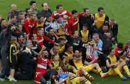 فرحة اتلتيكو مدريد بالفوز بالدوري الأسباني