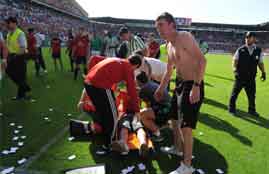 أنهيار جزء من مدرجات ملعب بالدورى الأسبانى