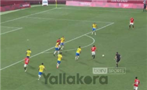تسديدة صلاح محسن أمام البرازيل