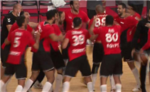 فرحة لاعبي يد مصر بالفوز على ألمانيا