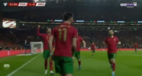برونو يسجل بعد اسيست رونالدو أمام مقدونيا 
