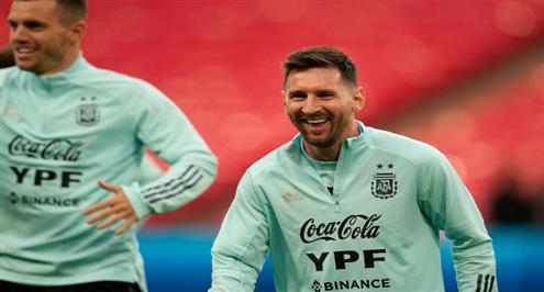 ميسي يقود مران منتخب الأرجنتين استعدادا لمواجهة إيطاليا