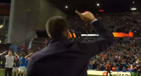 فرحة رينجرز وجماهيره بالتأهل الى نهائي الدوري الأوروبي