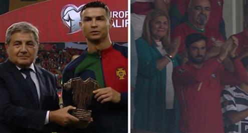 تكريم رونالدو بعد وصوله للمباراة رقم 200 مع البرتغال