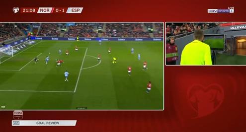 تقنية الفيديو تلغي هدفا لـ موراتا أمام النرويج