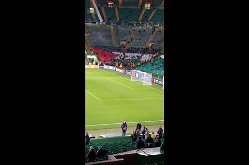 لدعم فلسطين.. تيفو رائع من جماهير سلتيك أمام أتلتيكو 