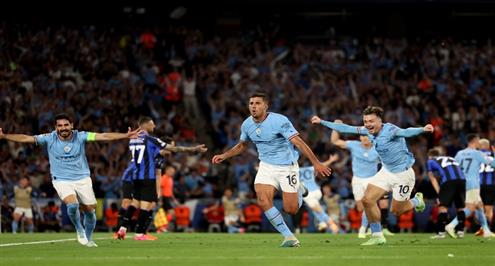 صافرة النهاية واحتفال مانشستر سيتي بعد الفوز بدوري أبطال أوروبا