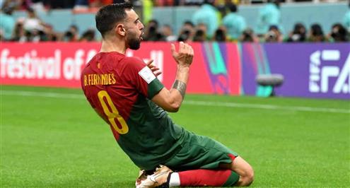 رأسية رائعة.. هدف البرتغال الثاني أمام البوسنة والهرسك (برونو فرينانديز)