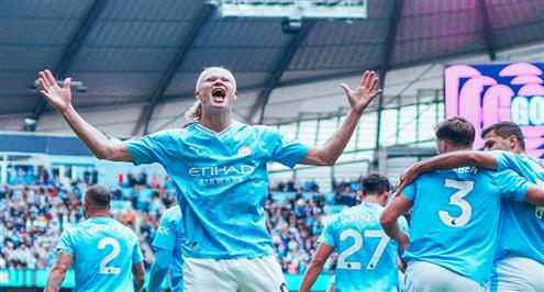 هدف مانشستر سيتي الأول الثاني نوتينجهام (هالاند)