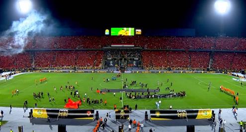 لحظة صافرة النهاية وفرحة لاعبي الأهلي بدوري أبطال أفريقيا