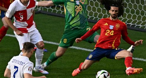 فرصة هدف مزدوجة ضائعة من كرواتيا أمام إسبانيا