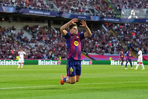 هدف برشلونة الأول أمام أولمبياكوس (فيرمين لوبيز)