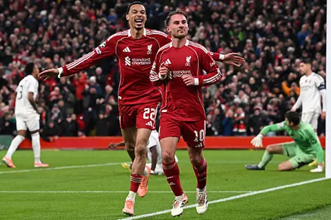 هدف ليفربول الأول أمام ريال مدريد (ماك أليستر)