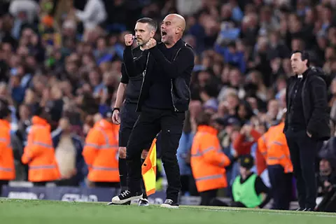 جنون جوارديولا بعد هدف مانشستر سيتي القاتل أمام أستون فيلا