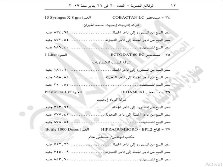 تحديد أسعار 66 مستحضرا بيطريا 9