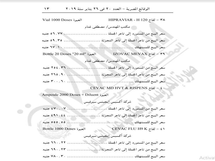 تحديد أسعار 66 مستحضرا بيطريا 10