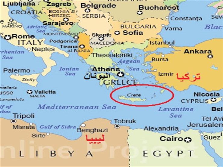 خريطة تركيا - اليونان - ليبيا