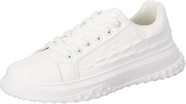 حذاء رياضي نسائي من جلد PU ونعل مطاطي برباط من ديجافو، لونه أبيض، بـ 339 جنيها.