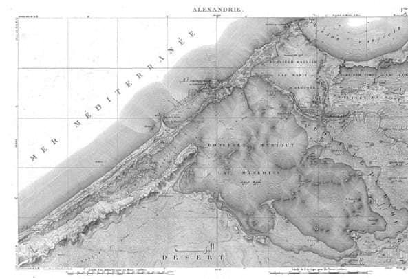 خريطة للإسكندرية وبحيرة مريوط الأثرية