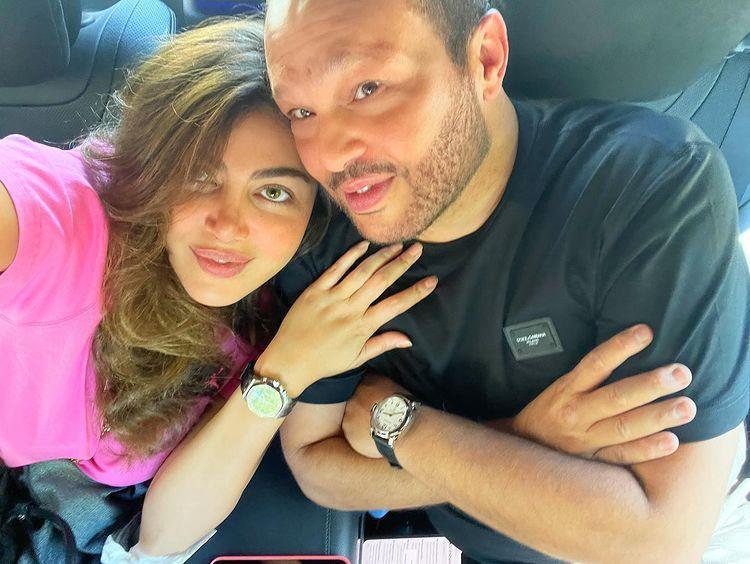 ريهام حجاج وزوجها رجل الأعمال محمد حلاوة