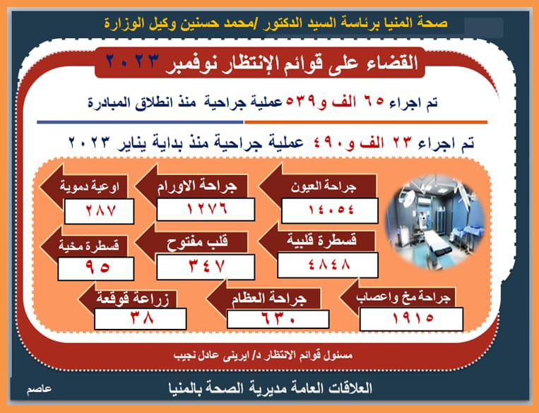 المنيا تجرى 23 ألف عملية مجانية خلال عام 2023