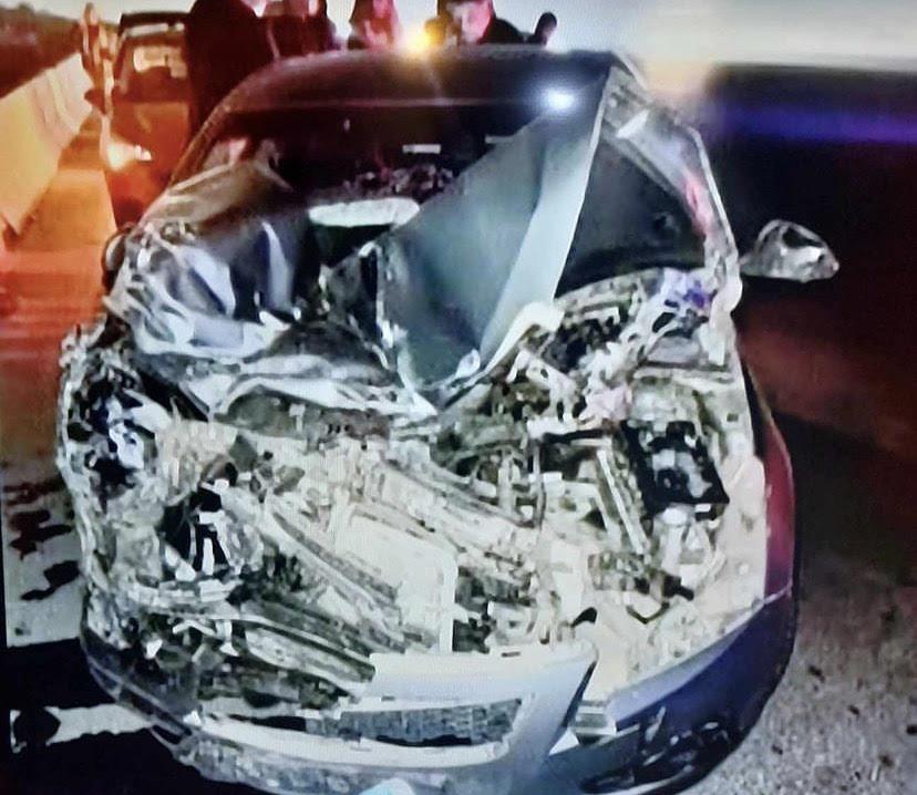 سيارة الفنان أشرف عبدالغفور عقب وقوع الحادث