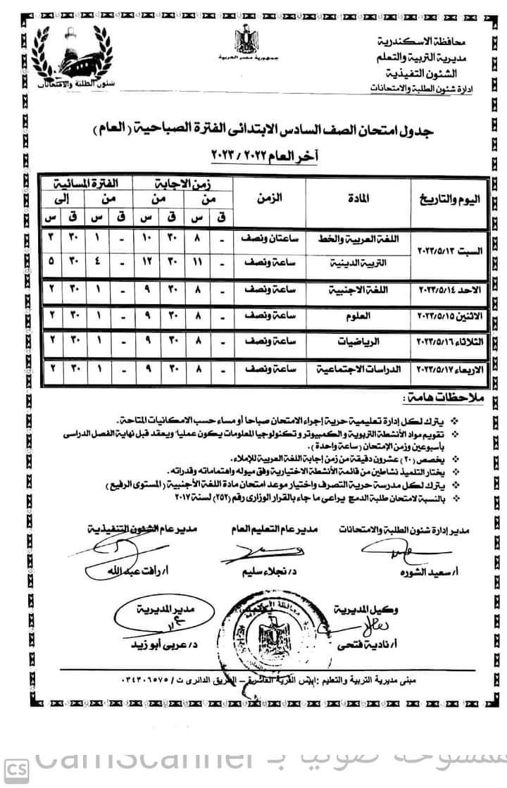 جداول امتحانات الفصل الدراسي الثاني بالإ (1)