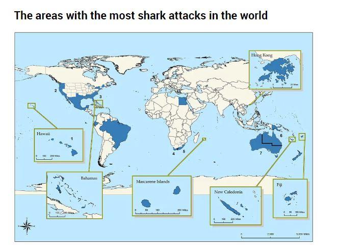 خريطة أكثر دول العالم تعرضا لهجمات القرش.. صورة من ماركا
