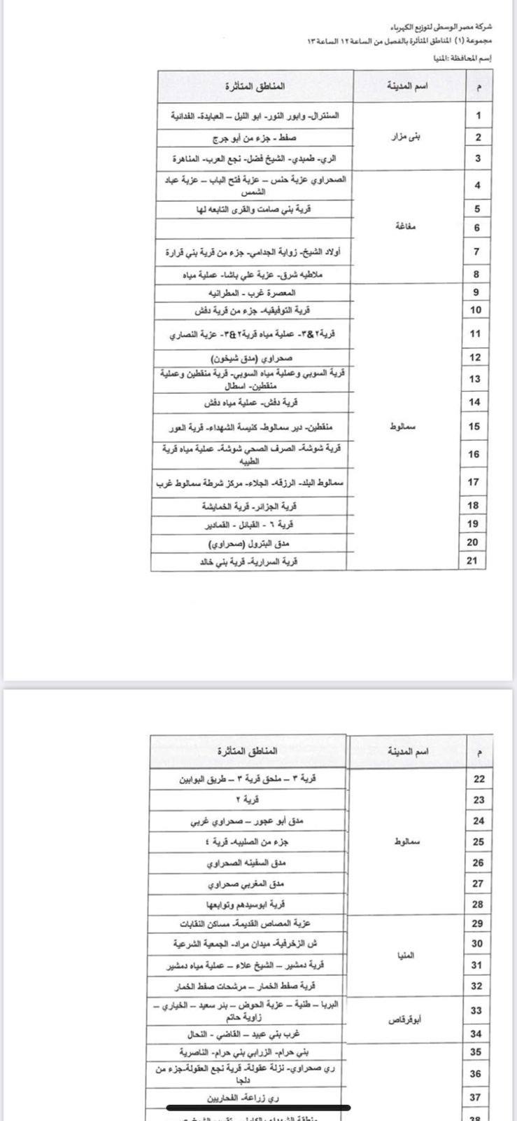 جدول قطع الكهرباء (21)