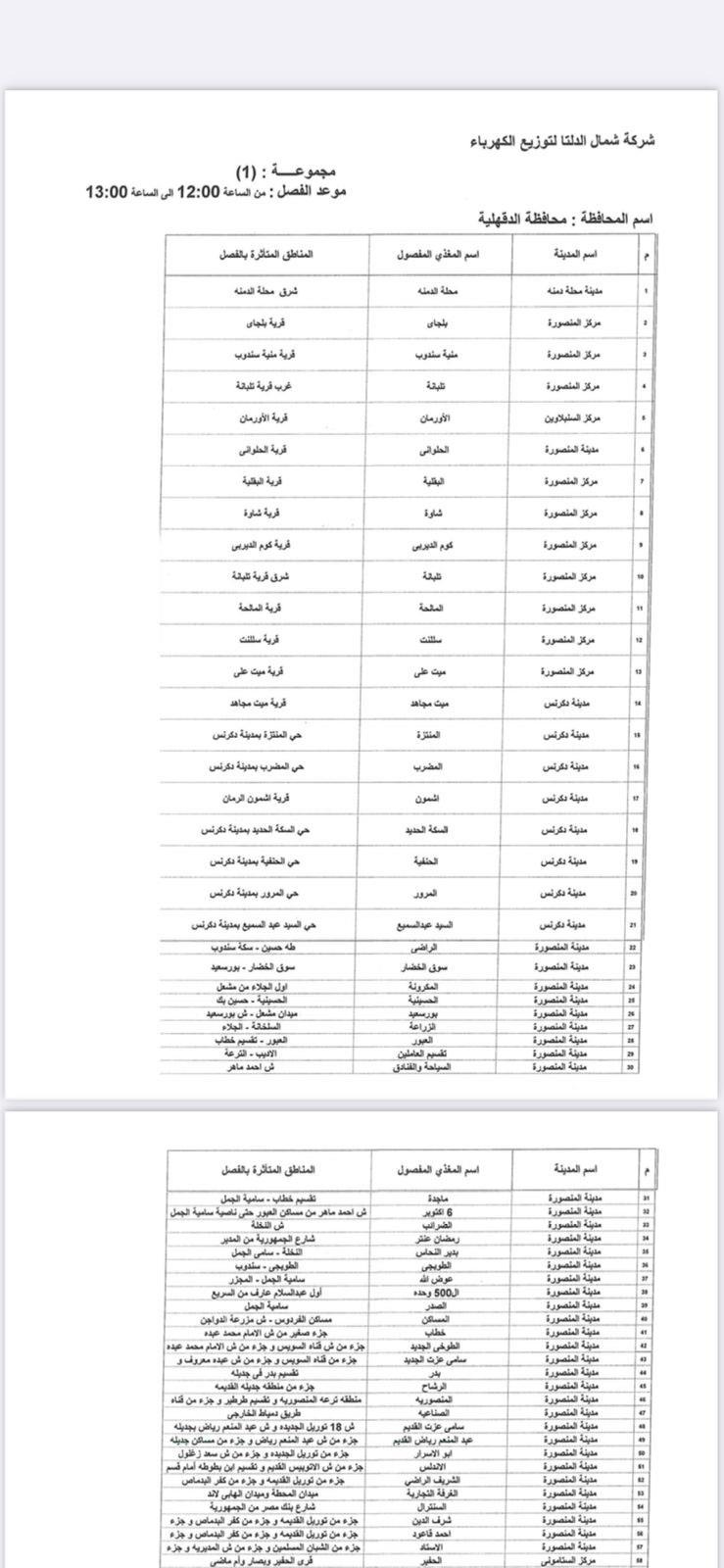 جدول قطع الكهرباء (37)