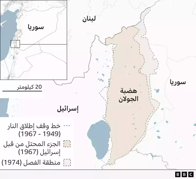 تمتد منطقة الفصل على طول 75 كيلومتراً تقريبا بين هضبة الجولان المحتلة وسوريا