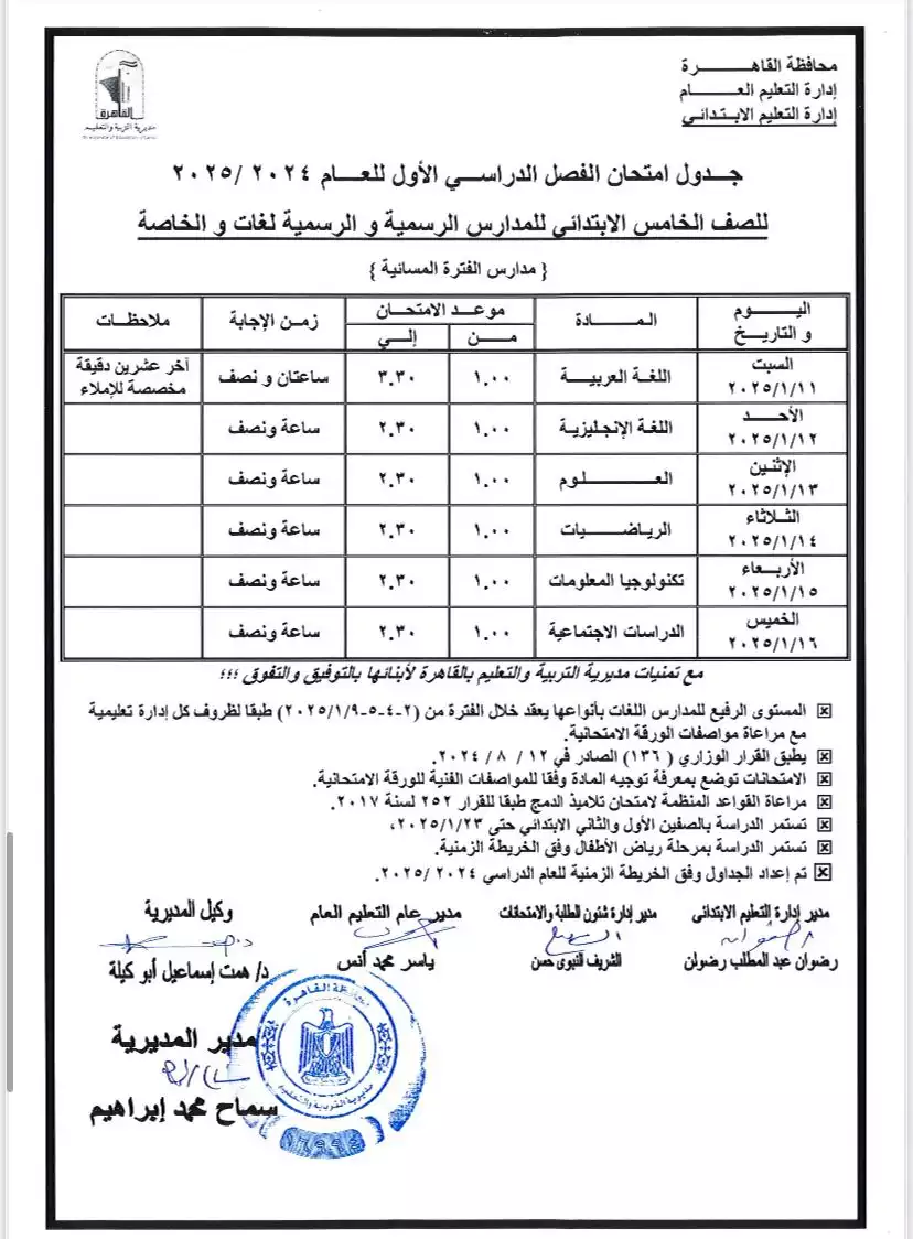 الصف الخامس الإبتدائيى جدول