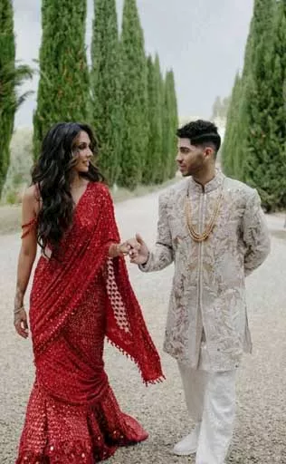 طقوس مسيحية وهندوسية.. مينا مسعود يحتفل بزفافه على إميلي شاه