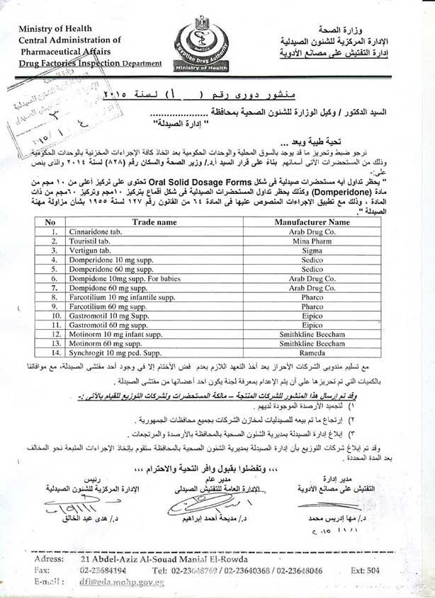 الصحة تحذر المواطنين من أخطر أدوية في بداية عام 2015                                                                                                  